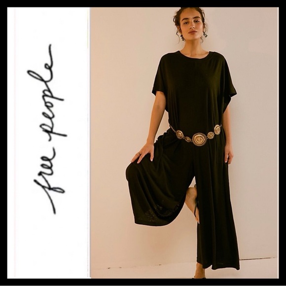 FREE PEOPLE Luster Linen Onesie in Black - Picture 3 of 10